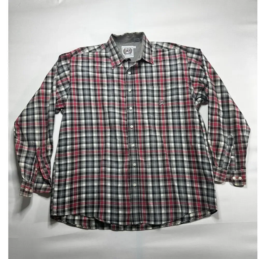 Cinch Men's Long Sleeve Black Red Western Plaid Button Up Shirt - Size‎ L*